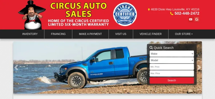 Screenshot Circus Auto Sales