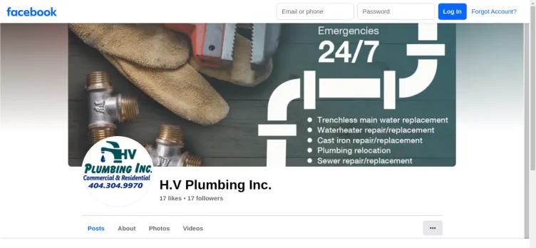 Screenshot H.V. Plumbing