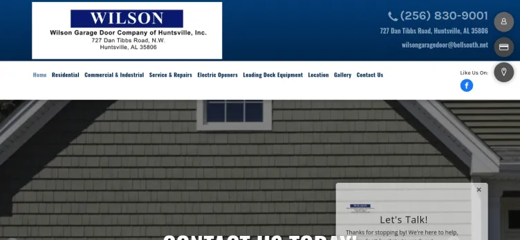 Screenshot Wilson Garage Door Company of Huntsville