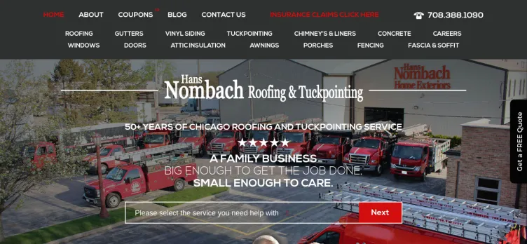 Screenshot Nombach Roofing & Tuckpointing