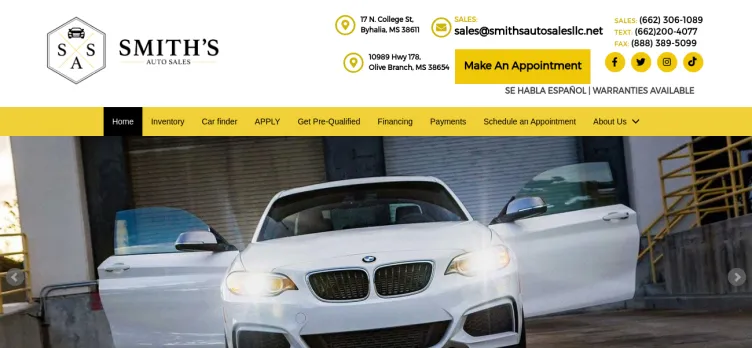 Screenshot Smith's Auto Sales