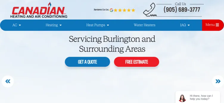 Screenshot Canadian Heating and Air Conditioning