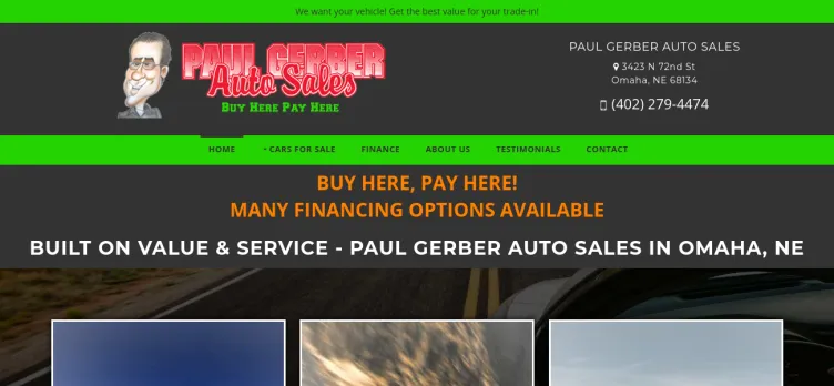 Screenshot Paul Gerber Auto Sales