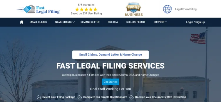 Screenshot Fast Legal Filing