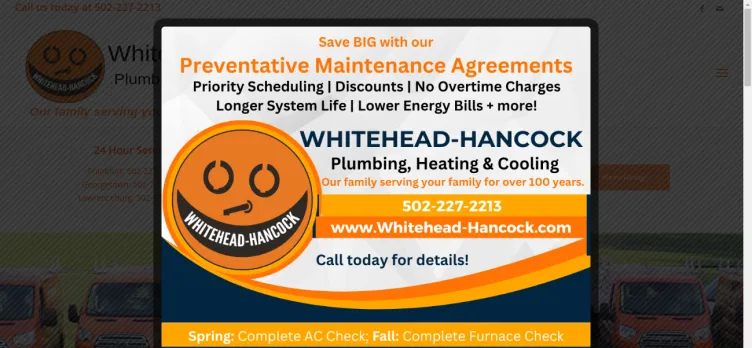 Screenshot Whitehead-Hancock Plumbing, Heating & Cooling