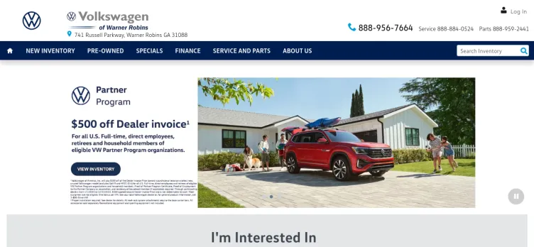 Screenshot Volkswagen Of Warner Robins