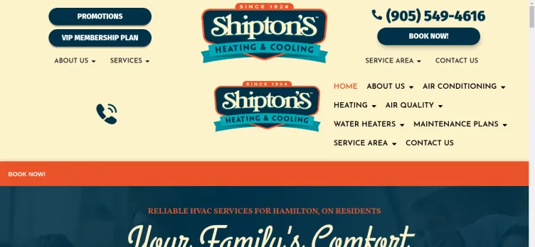 Screenshot Shipton's Heating & Cooling