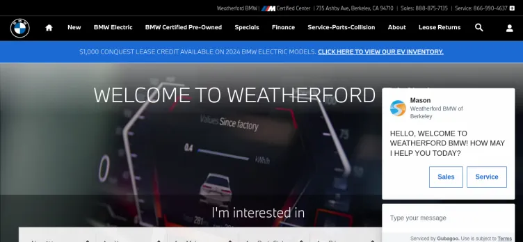 Screenshot Weatherford BMW of Berkeley