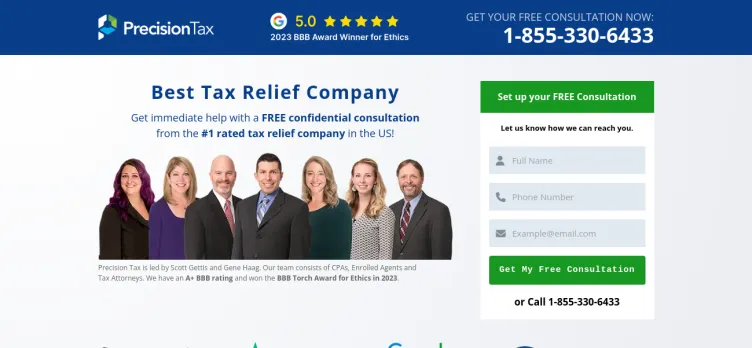 Screenshot Precision Tax Relief