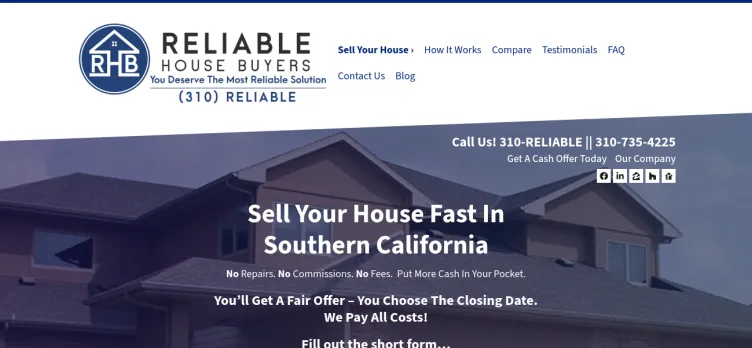 Screenshot Reliable House Buyers