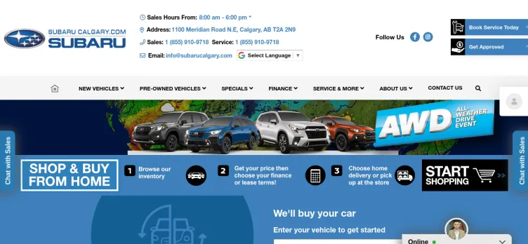 Screenshot Subaru of Calgary