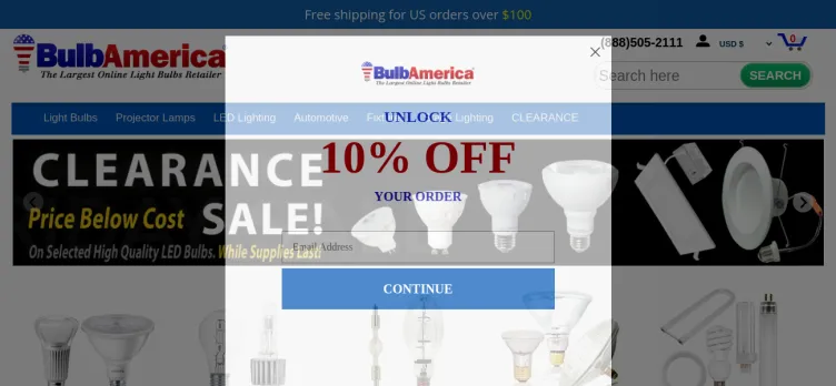 Screenshot bulbamerica.com