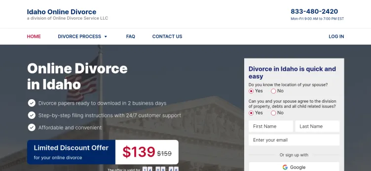 Screenshot Texas Online Divorce