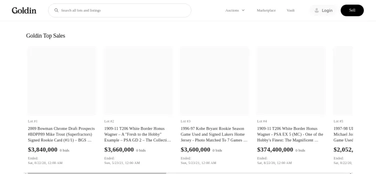 Screenshot Goldin Auctions