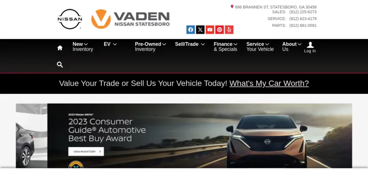 Screenshot Vaden Nissan of Statesboro