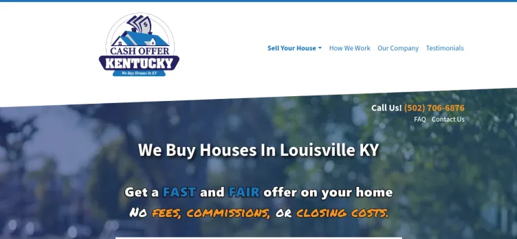 Screenshot Cash Offer Kentucky