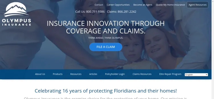Screenshot Olympus Insurance Company