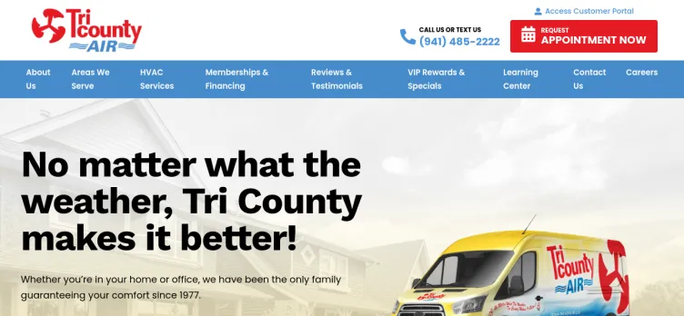Screenshot Tri County Air Conditioning & Heating