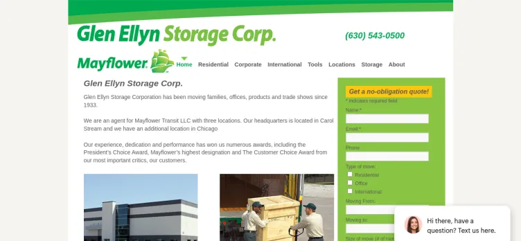 Screenshot Glen Ellyn Storage Corporation