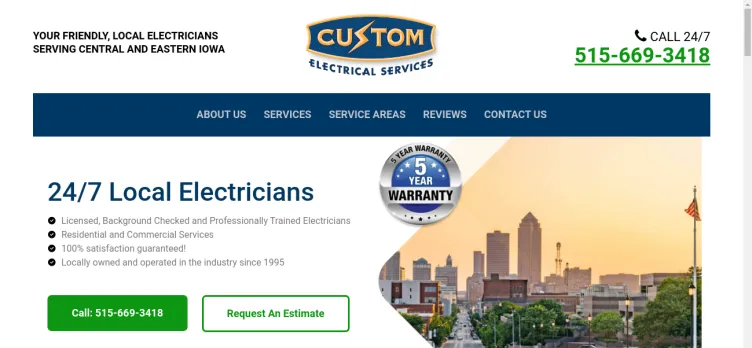 Screenshot Custom Electrical Services
