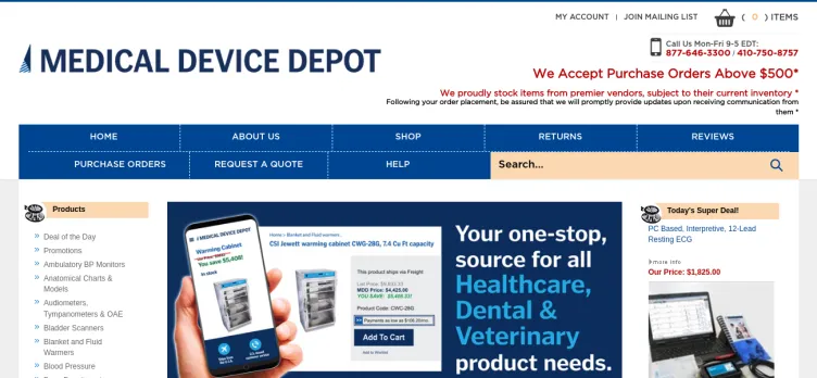 Screenshot Medical Device Depot
