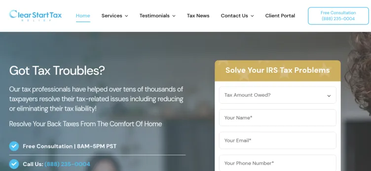 Screenshot Clear Start Tax