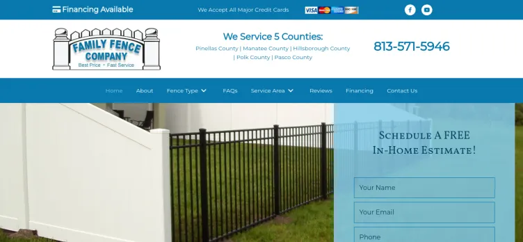 Screenshot Family Fence Company of Florida