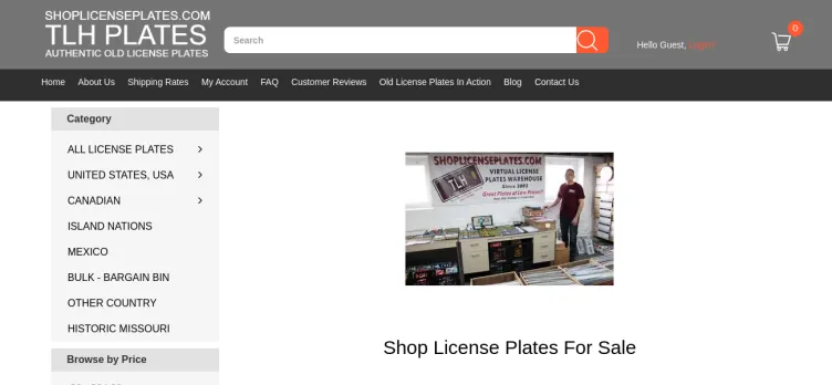 Screenshot shoplicenseplates.com