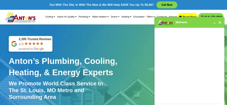 Screenshot Anton's Plumbing, Heating/ Cooling & Energy Experts