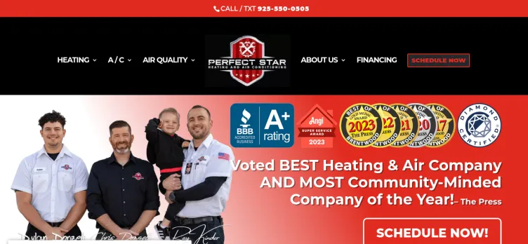 Screenshot Perfect Star Heating and Air Conditioning
