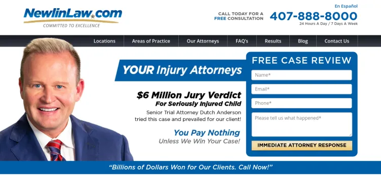Screenshot Dan Newlin Injury Attorneys