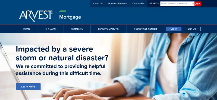 Screenshot Arvest Mortgage