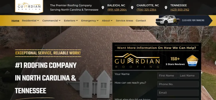 Screenshot Guardian Roofing Of North Carolina
