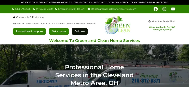 Screenshot Green & Clean Homes Services, USA