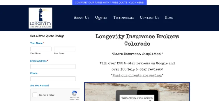 Screenshot Longevity Insurance Brokers