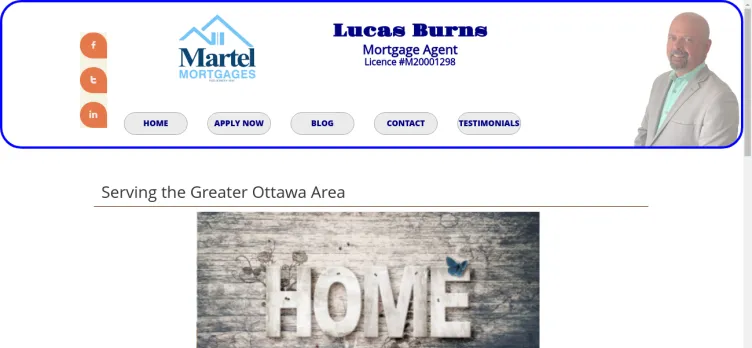 Screenshot Lucas Burns Mortgage Agent for Martel Mortgages