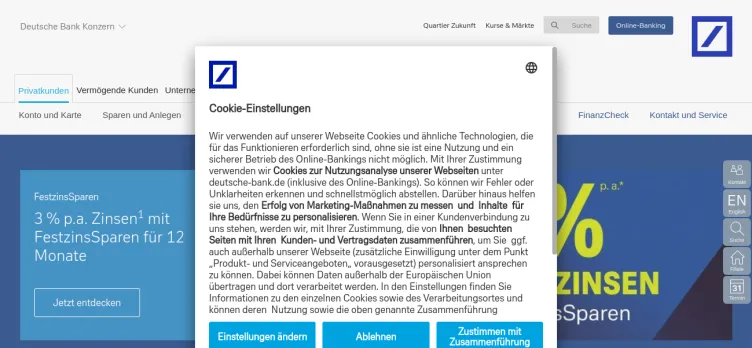 Screenshot Deutsche Bank