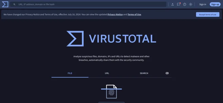 Screenshot VirusTotal