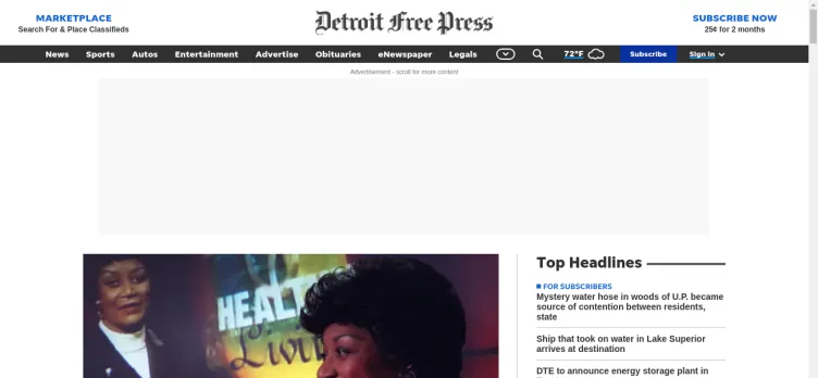 Screenshot Detroit Free Press