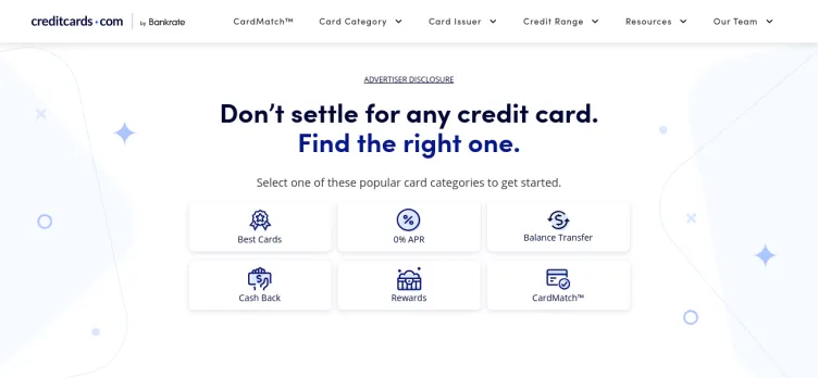 Screenshot CreditCards.com
