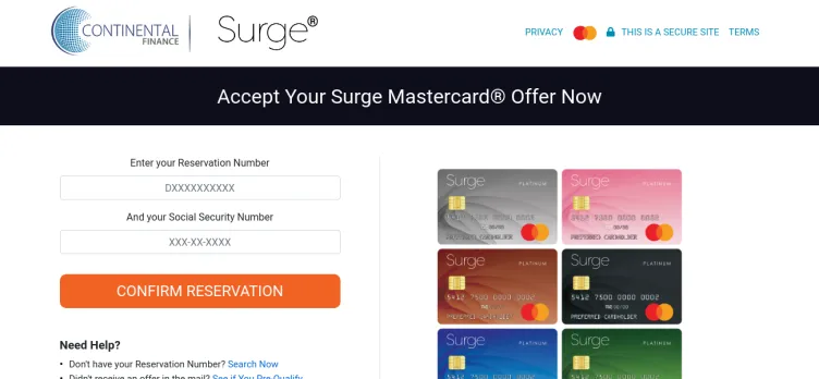 Screenshot YourSurgeCard.com