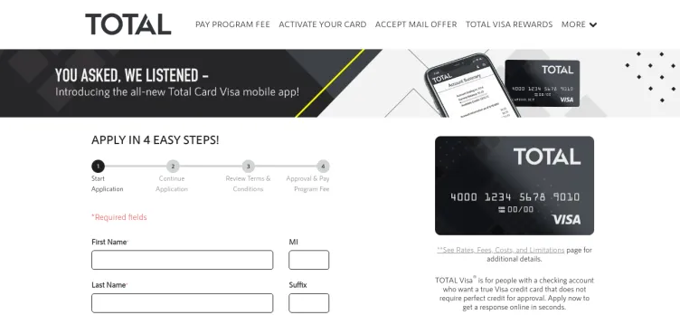 Screenshot Total Card Visa