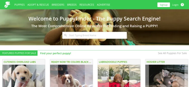 Screenshot PuppyFinder.com