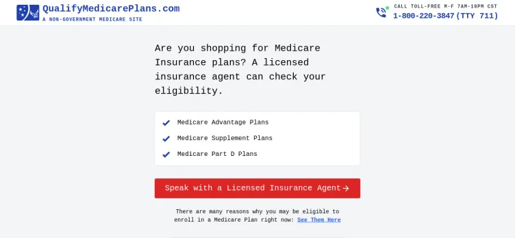 Screenshot QualifyMedicarePlans.com