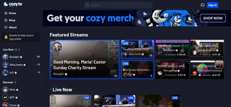 Screenshot Cozy.tv