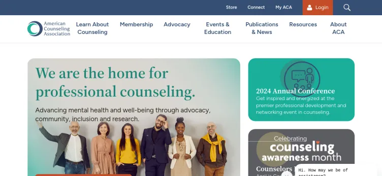Screenshot Counseling.org