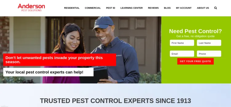 Screenshot Anderson Pest Solutions