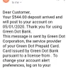 Green Dot - My direct deposit