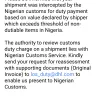 DHL Express - Held in Customs for Advance duty payment