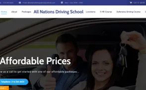 All Nation Driving School website